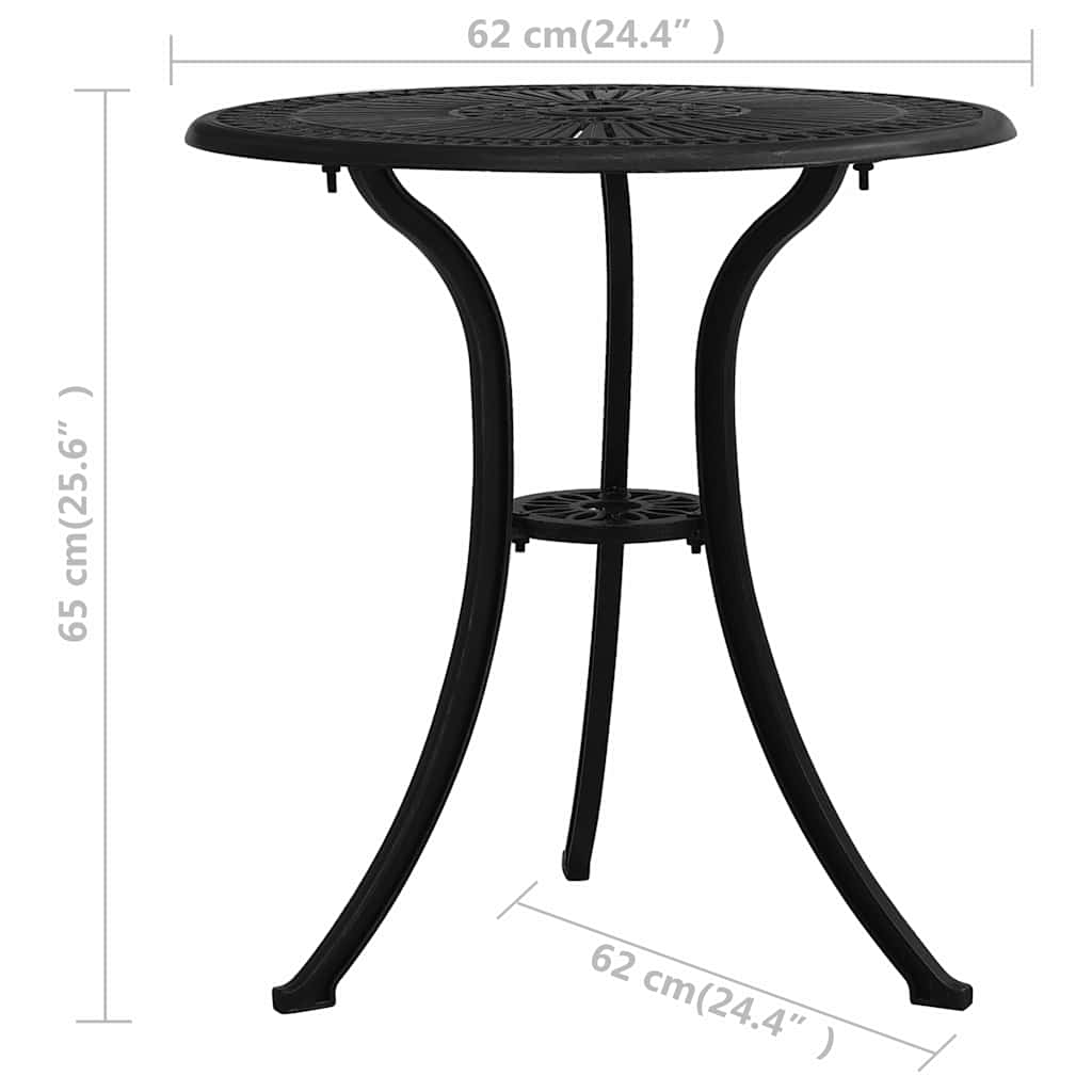 vidaXL Garden Table Black 62x62x65 cm Cast Aluminium 6