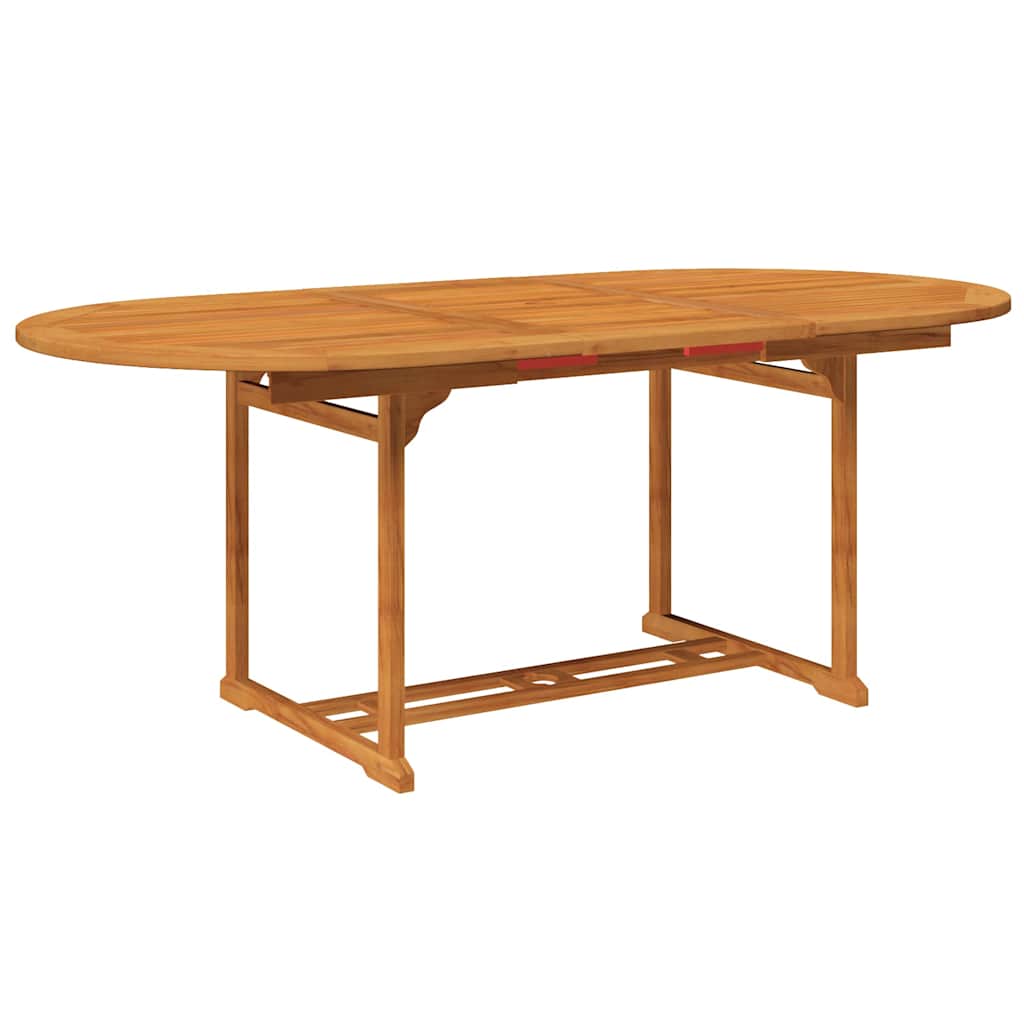 5-Piece Garden Dining Set Natural Solid Acacia Wood 4-Seater Natural Oval
