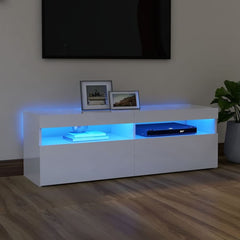 TV Cabinet with LED Lights 120x35x40 cm High gloss white