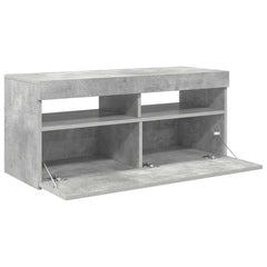 804386 vidaXL TV Cabinet with LED Lights Concrete Grey 90x35x40 cm 6