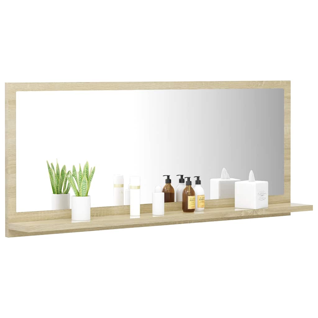 vidaXL Bathroom Mirror Sonoma Oak 90x10.5x37 cm Engineered Wood 3