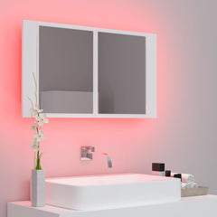 vidaXL LED Bathroom Mirror Cabinet White 80x12x45 cm Acrylic 5