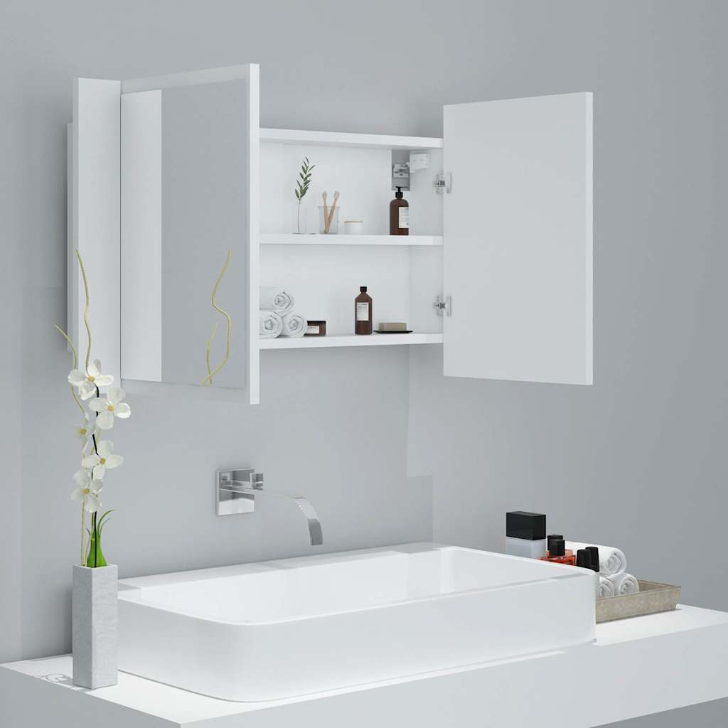vidaXL LED Bathroom Mirror Cabinet White 80x12x45 cm Acrylic 6