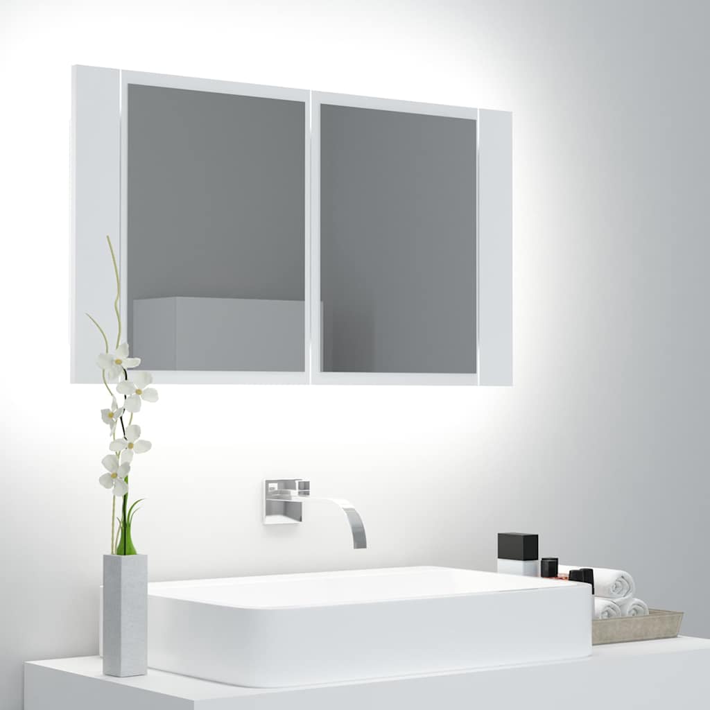vidaXL LED Bathroom Mirror Cabinet White 80x12x45 cm Acrylic 1