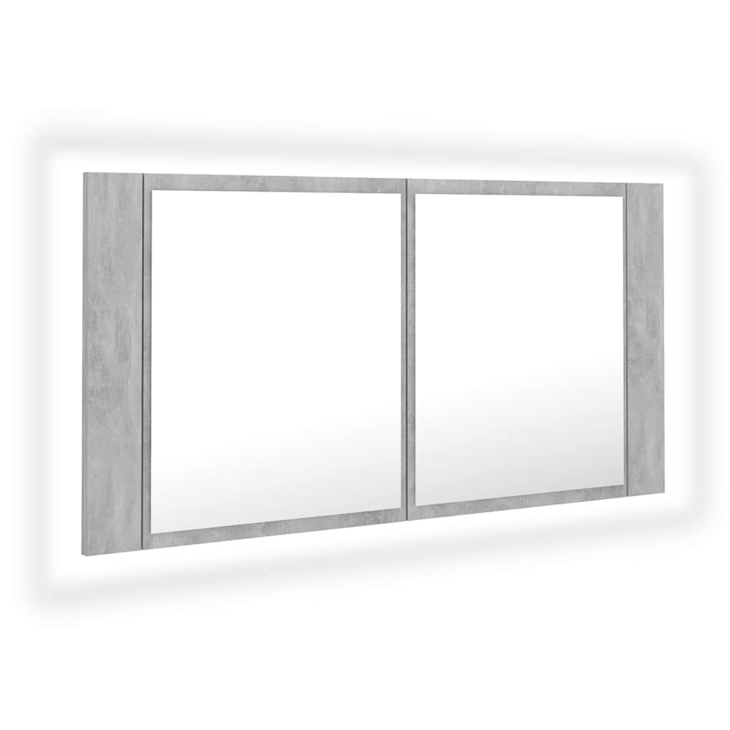 vidaXL LED Bathroom Mirror Cabinet Concrete Grey 90x12x45 cm Acrylic 2
