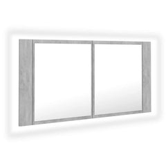 vidaXL LED Bathroom Mirror Cabinet Concrete Grey 90x12x45 cm Acrylic 2