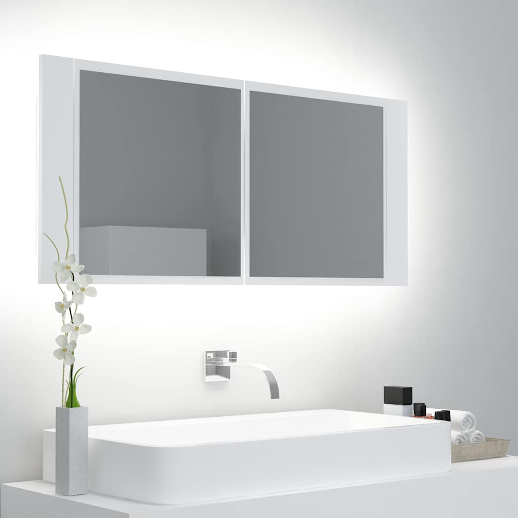 vidaXL Led Mirror Cabinet | White | Engineered wood, acrylic | 100 x 12 x 45 cm 1