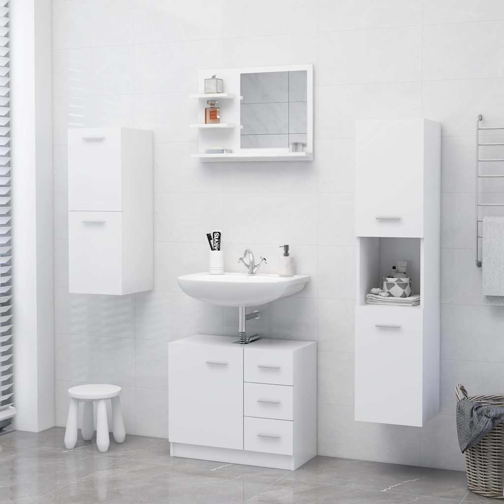 vidaXL Mirror | White | Engineered wood, Acrylic | Medium | Bathroom Mirror 6