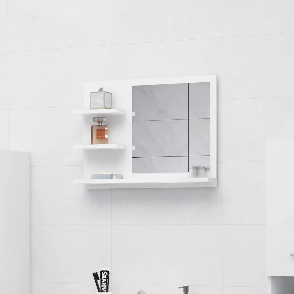 vidaXL Mirror | White | Engineered wood, Acrylic | Medium | Bathroom Mirror 1