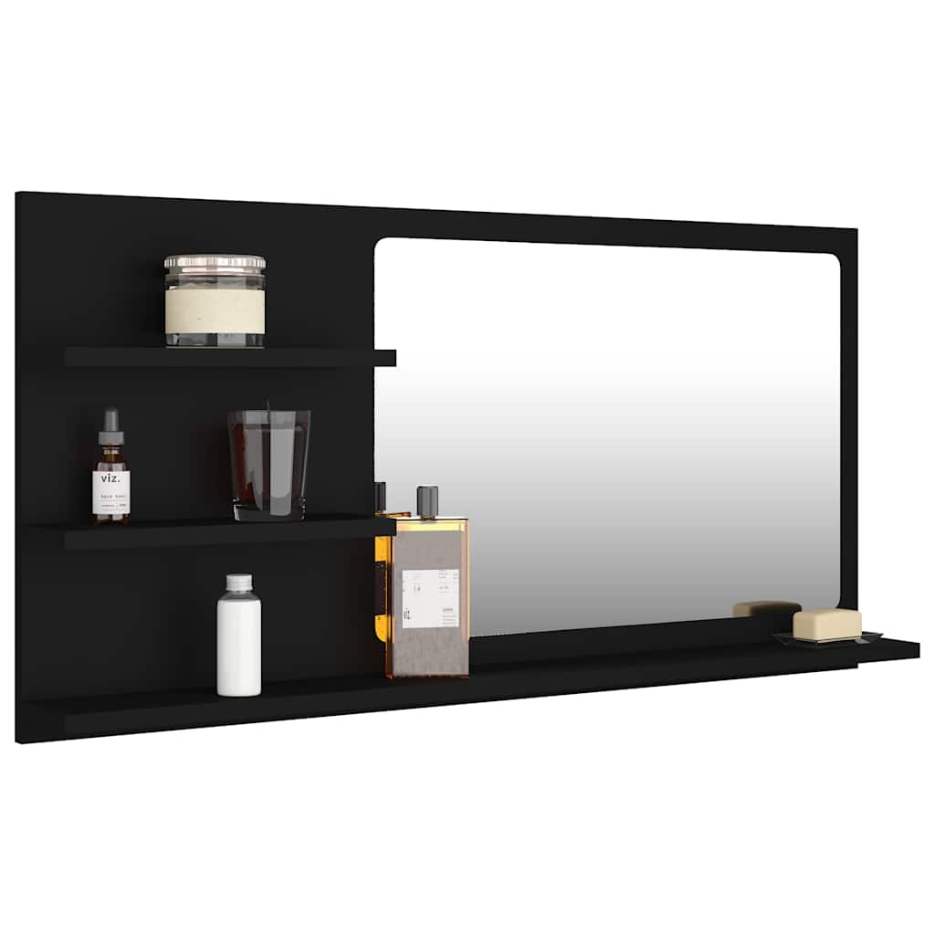 vidaXL Mirror | Black | Engineered wood, acrylic | 90x10.5x45 cm | Shelving 3