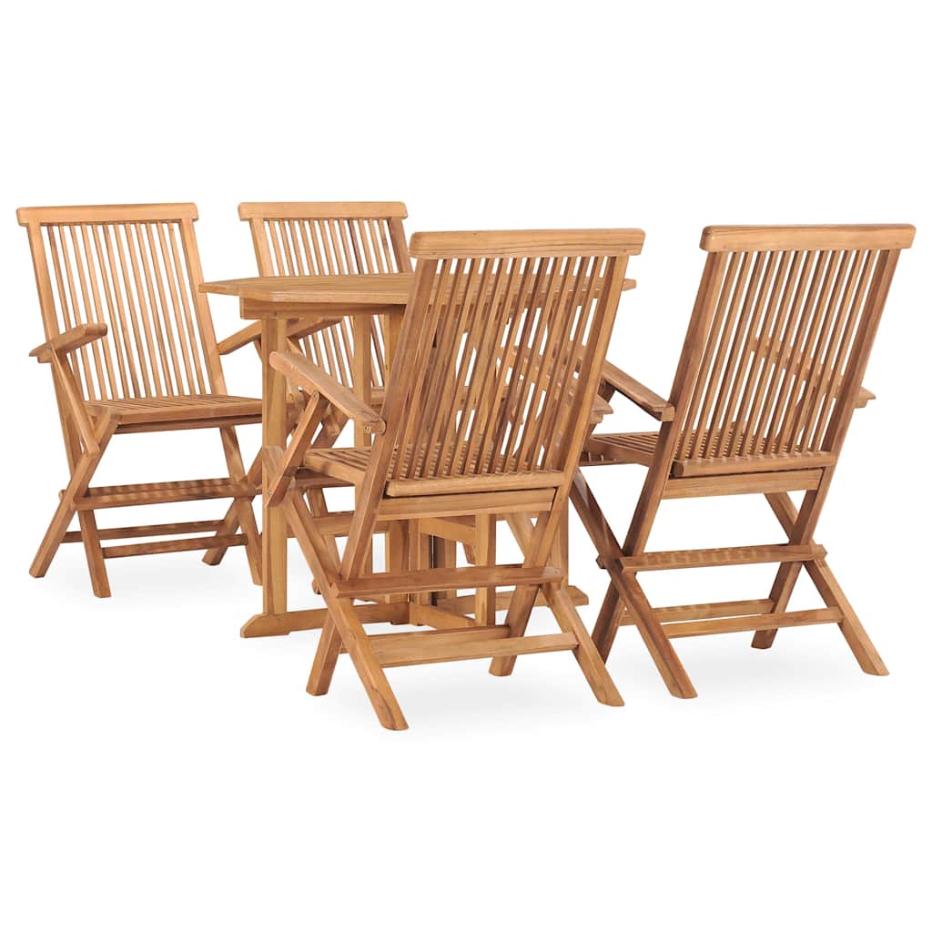 vidaXL 5 Piece Folding Outdoor Dining Set Solid Teak Wood 1