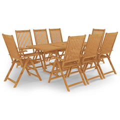 9 Piece Garden Dining Set Solid Teak Wood 8