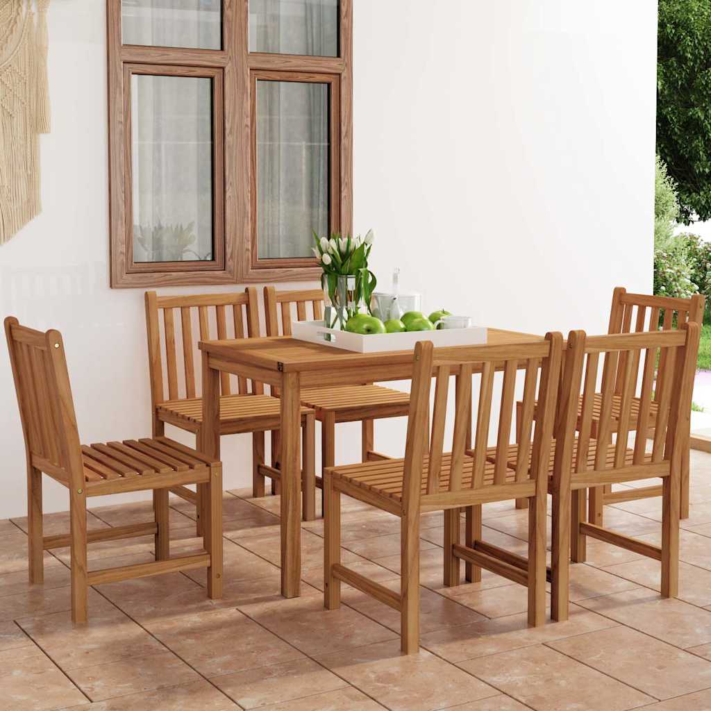 5 Piece Garden Dining Set 120x70 cm Solid Teak Wood 6
