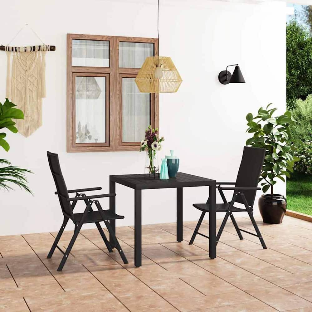 vidaXL 3 Piece Garden Dining Set Black 1