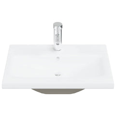 Built-in Basin with Faucet Ceramic White 61 x 39 x 18 cm
