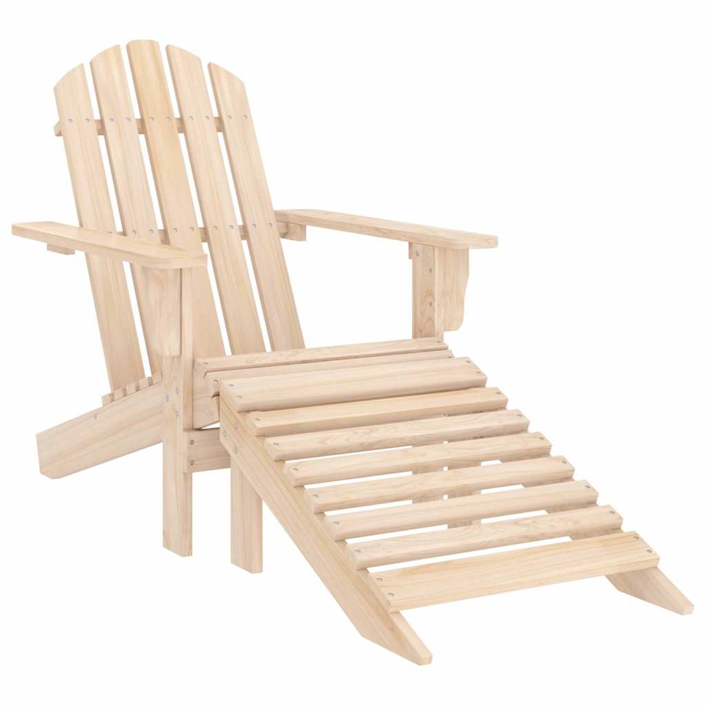 Garden Adirondack Chair with Ottoman Solid Fir Wood Light wood