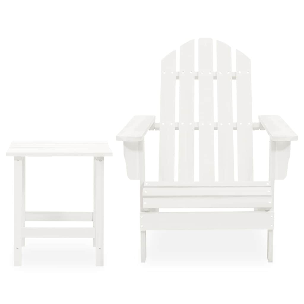 vidaXL Garden Adirondack Chair with Table Solid Fir Wood White 2