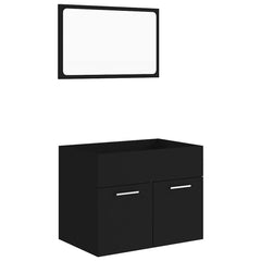 2 Piece Bathroom Furniture Set Engineered Wood Black