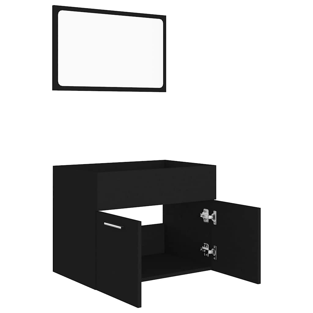 2 Piece Bathroom Furniture Set Engineered Wood Black