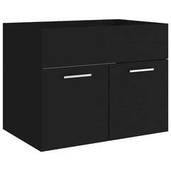 2 Piece Bathroom Furniture Set Engineered Wood Black