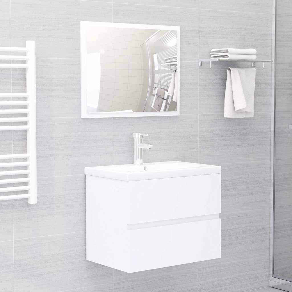vidaXL Bathroom Furniture Set | White | Engineered Wood, Acrylic | Medium 1