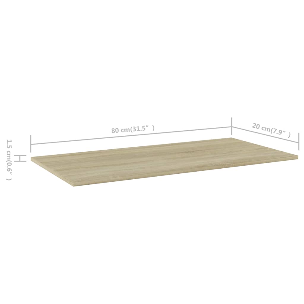 805304 vidaXL Bookshelf Boards 4 pcs Sonoma Oak 80x20x1,5 cm Engineered Wood 6