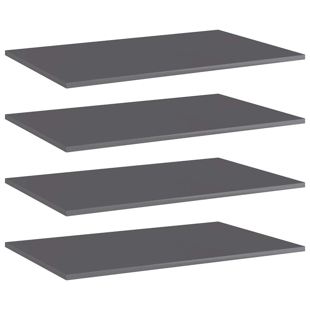 vidaXL Bookshelf Boards 4 pcs High Gloss Grey 80x50x1.5 cm 1