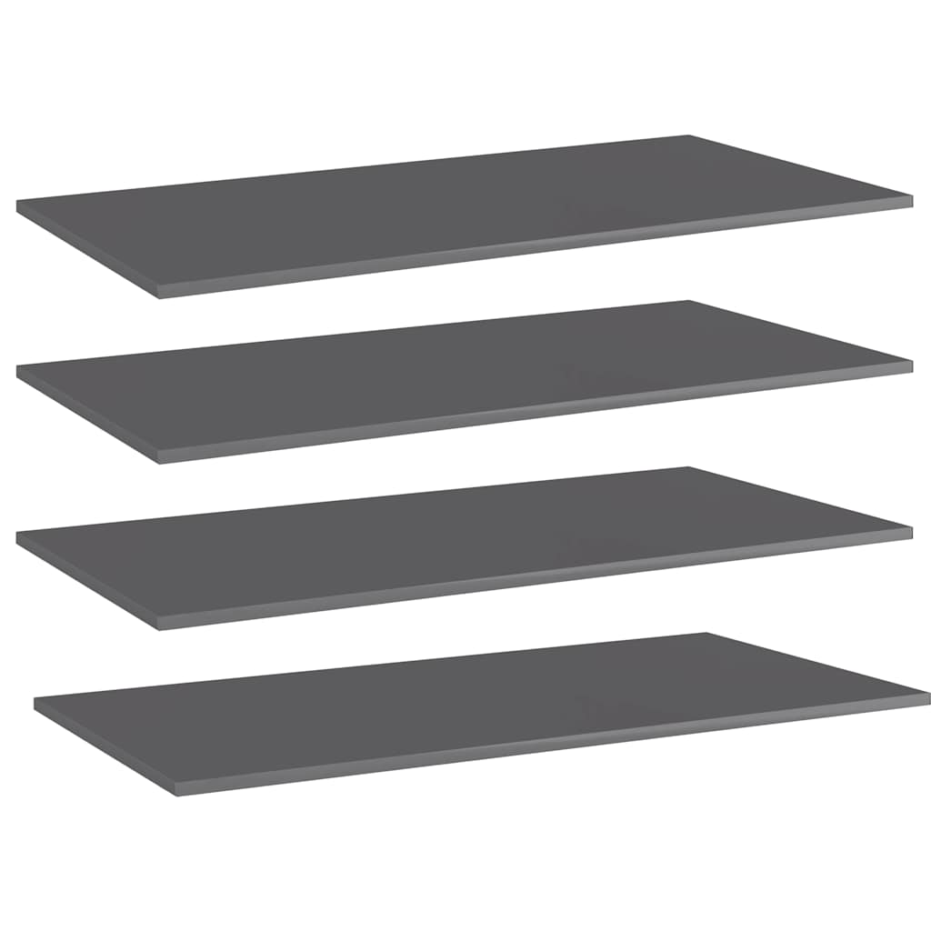 805425 vidaXL Bookshelf Boards 4 pcs High Gloss Grey 100x50x1,5 cm Engineered Wood 1