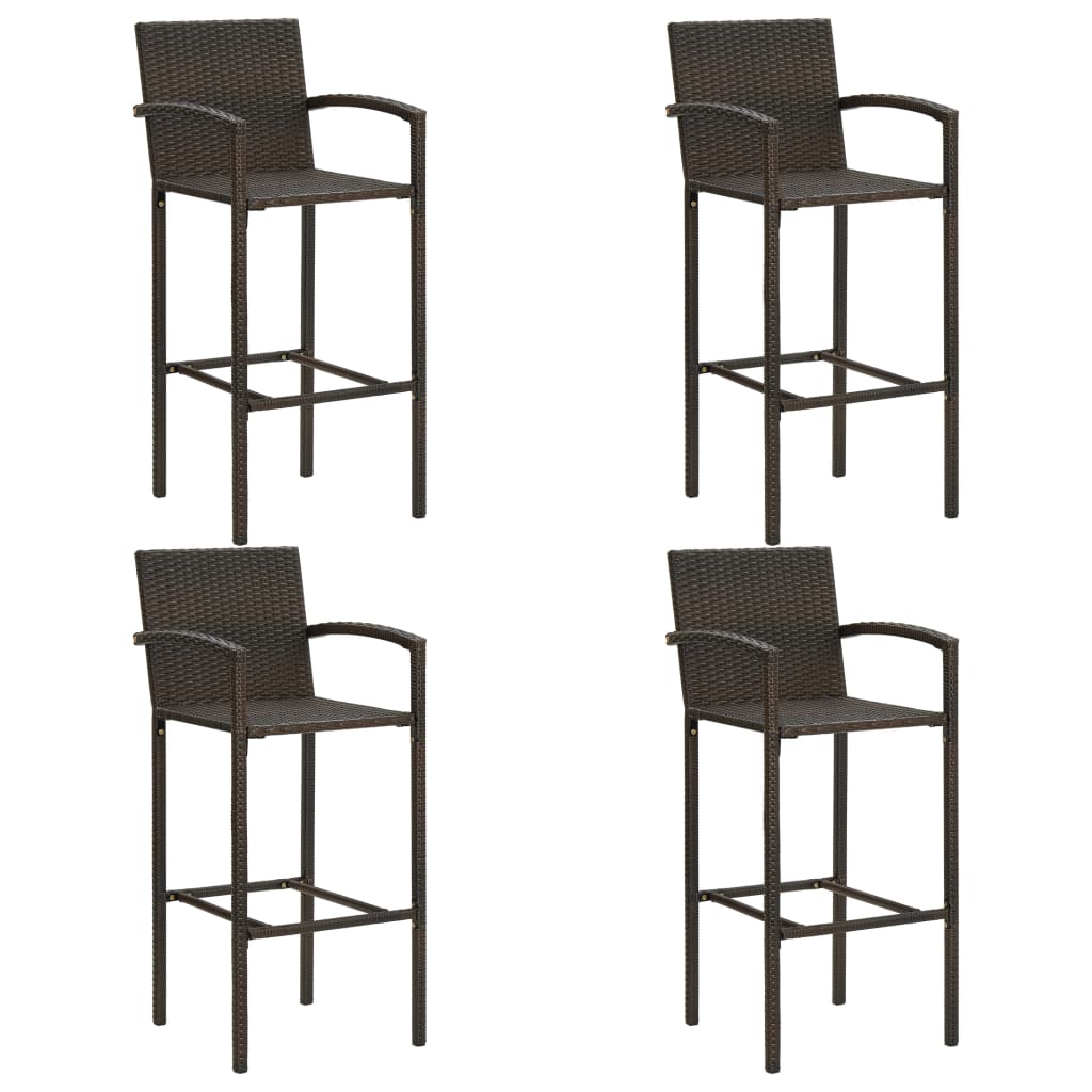 vidaXL Garden Bar Set | Brown | PE rattan | 5 Piece Set | Footrest 3