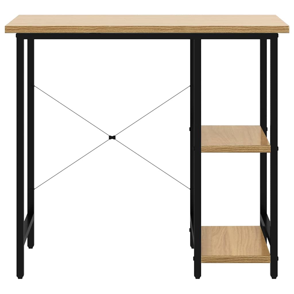 Computer Desk 80x40x72 cm MDF and Metal Black and light oak