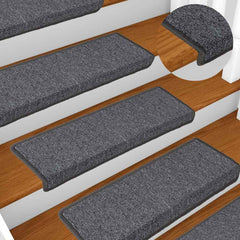 Stair Mats Rectangular Edge 15 in Grey and Black
