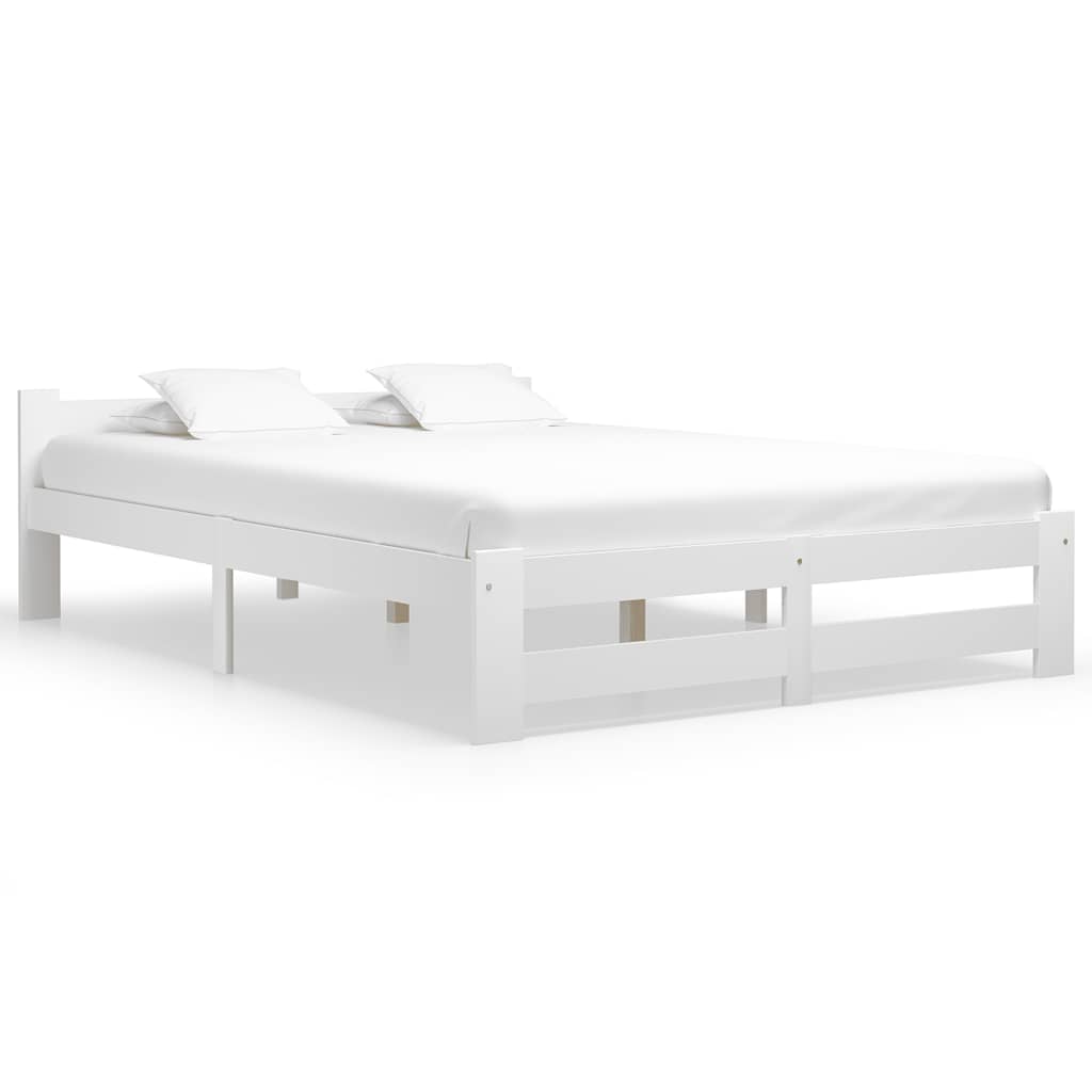 Bed Frame without Mattress Solid Pine Wood White 160 x 200 cm
