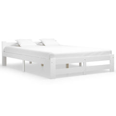 Bed Frame without Mattress Solid Pine Wood White 160 x 200 cm