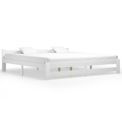 Bed Frame without Mattress Solid Pine Wood White 200 x 200 cm