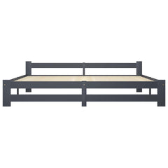vidaXL Bed Frame without Mattress Dark Grey Solid Pine Wood 200x200 cm 4