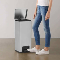 Dustbin with Pedal Anti-fingerprint 30L Stainless Steel Silver