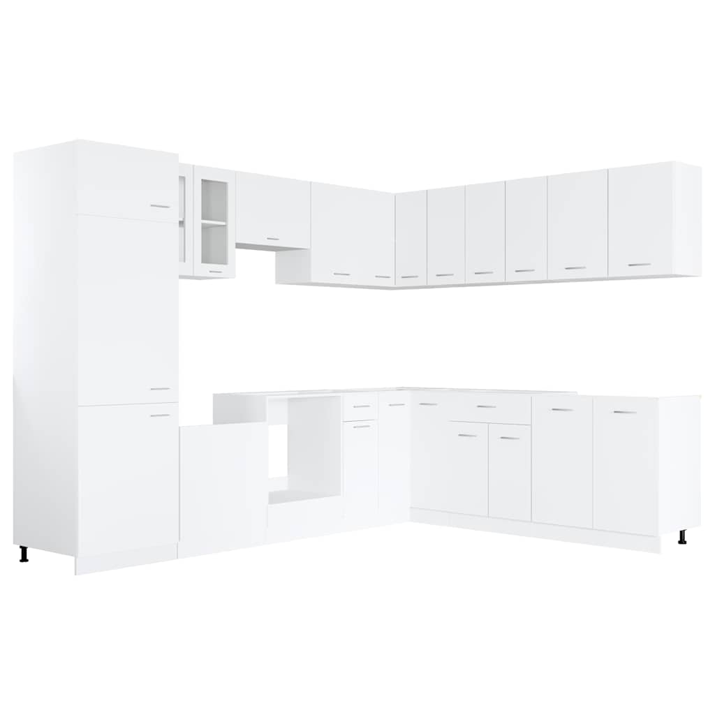 vidaXL 14 Piece Kitchen Cabinet Set Lyon" White Engineered Wood 3