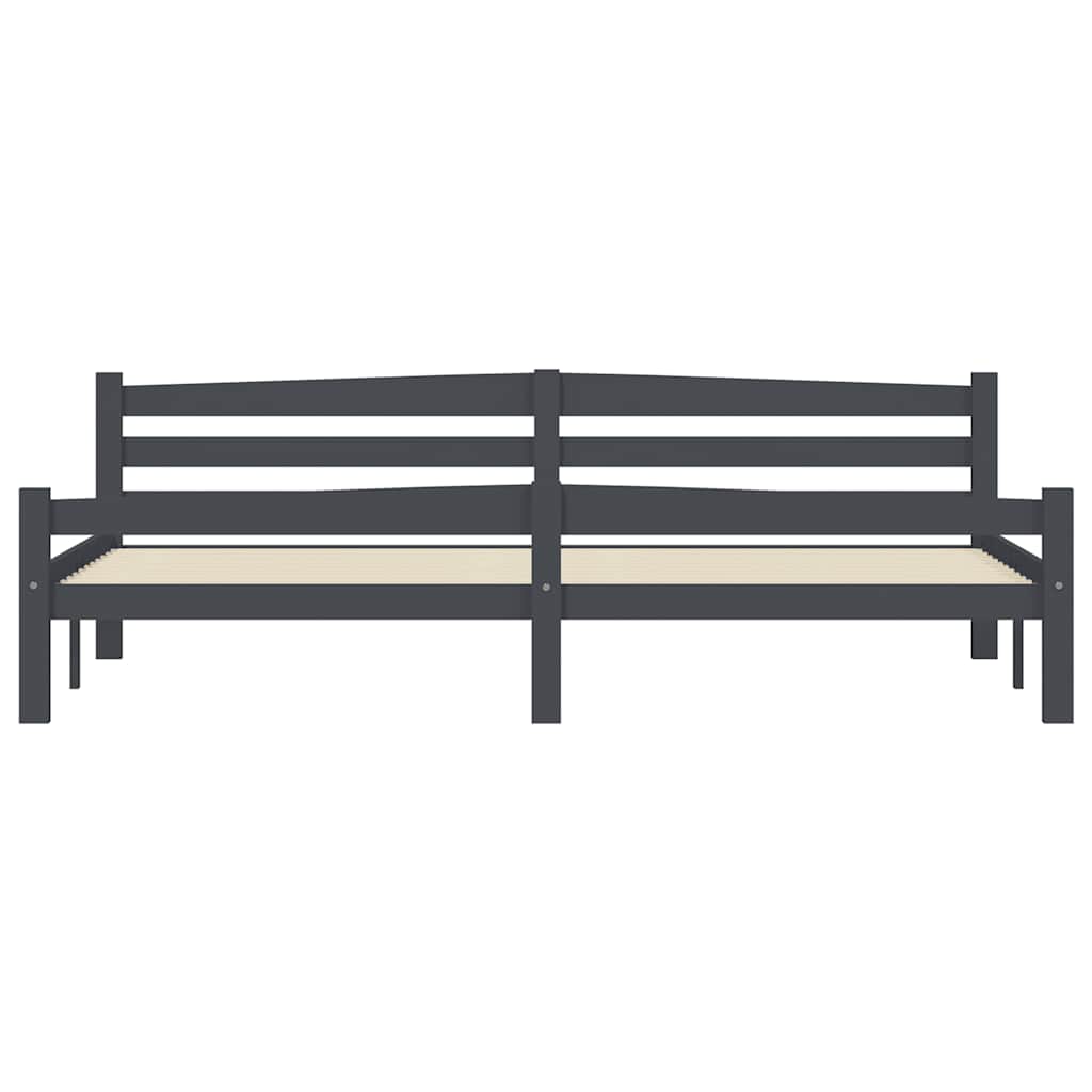 vidaXL Bed Frame without Mattress Dark Grey Solid Pinewood 200x200 cm 4