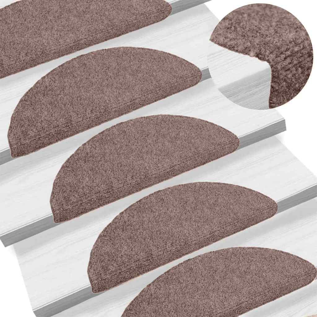 vidaXL Stair Mat | Set of 10 | Cream | Needle-punched fabric | 65 x 21 cm 1