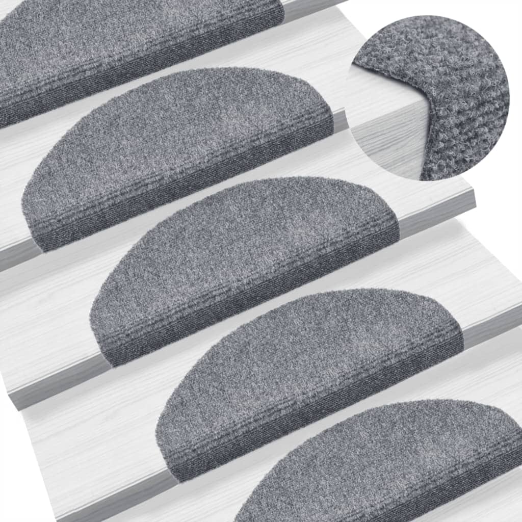 vidaXL Stair Mat | Set of 10 | Light grey | Needle-punched fabric 1