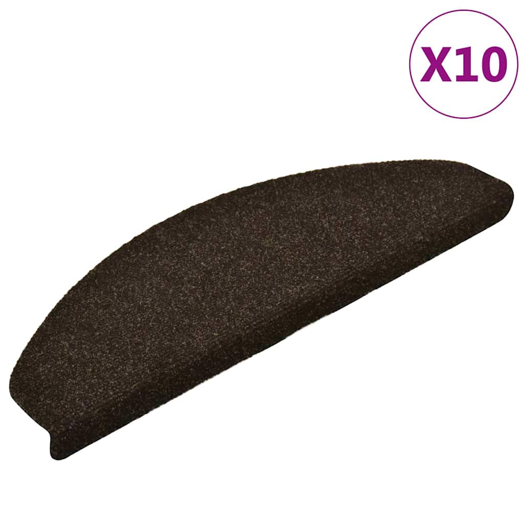 vidaXL Stair Mat | Set of 10 | Dark brown | Needle-punched fabric (100% PP) 2