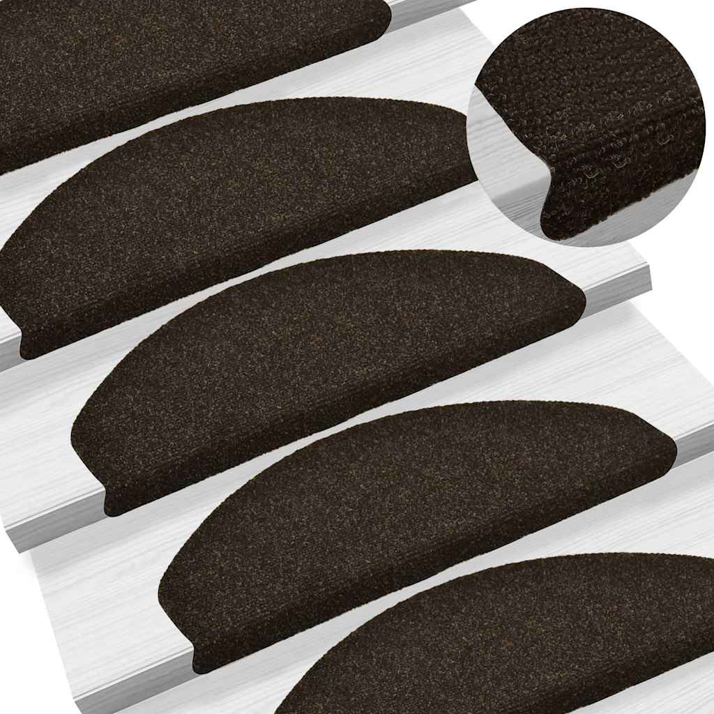 vidaXL Stair Mat | Set of 10 | Dark brown | Needle-punched fabric (100% PP) 1