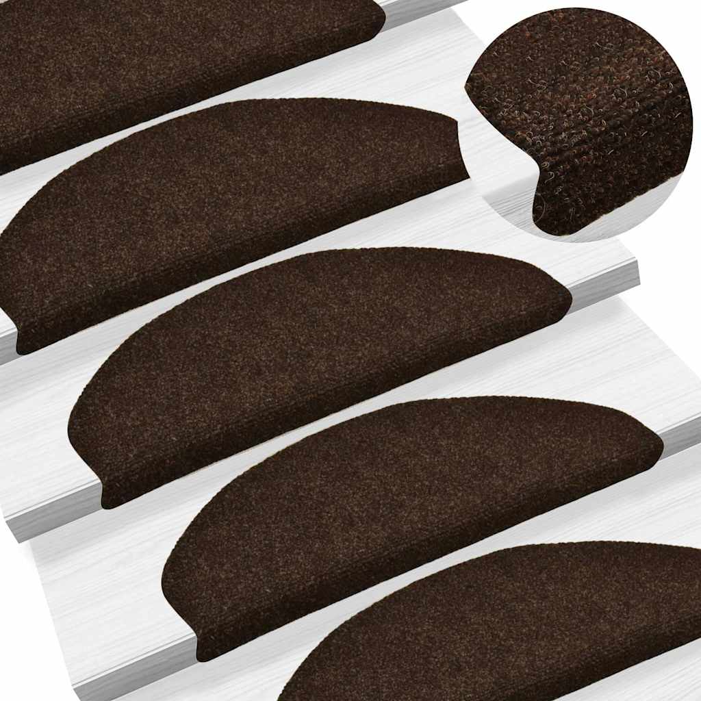 vidaXL Stair Mat | Set of 10 | Brown | Needle-punched fabric (100% PP) 5