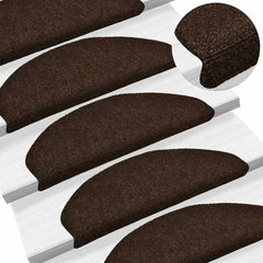 vidaXL Stair Mat | Set of 10 | Brown | Needle-punched fabric (100% PP) 5