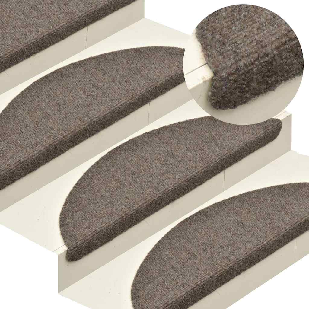 vidaXL Stair Mat | Set of 10 | Cream | Needle-punched fabric (100% PP) 1