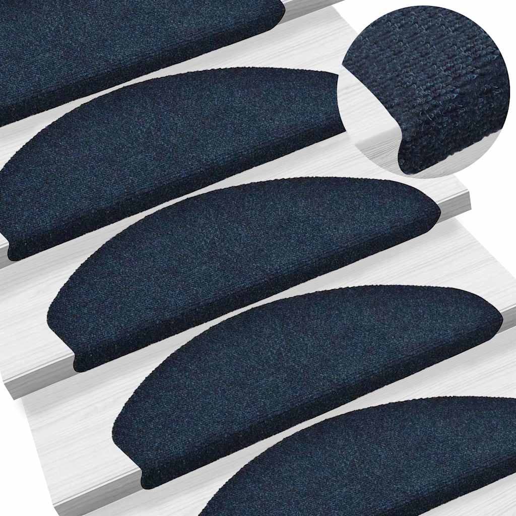 vidaXL Stair Mat | Set of 10 | Navy | Needle-punched fabric (100% PP) | Standard 1