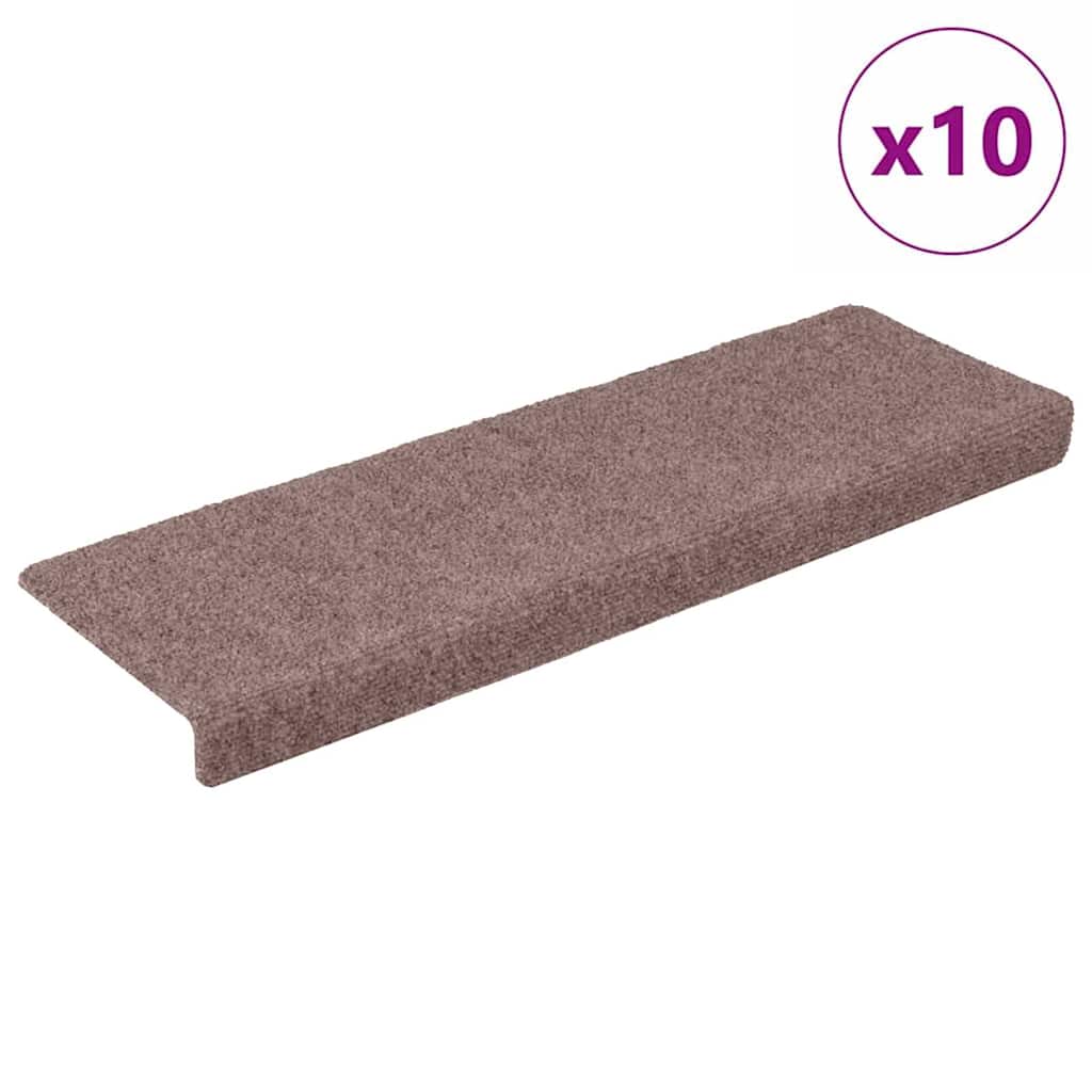 vidaXL Stair Mats Self-adhesive 10 pcs 65x21x4 cm Light Brown Rectangular Edge 2