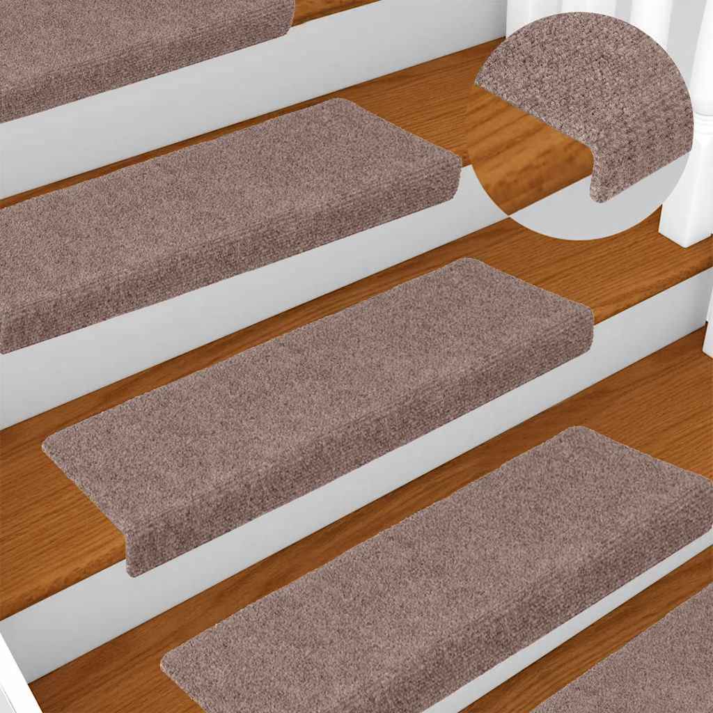 vidaXL Stair Mats Self-adhesive 10 pcs 65x21x4 cm Light Brown Rectangular Edge 1