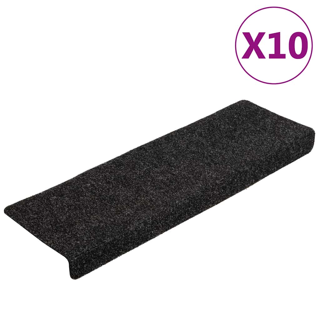 vidaXL Carpet Stair Tread | Set of 10 | Black 2