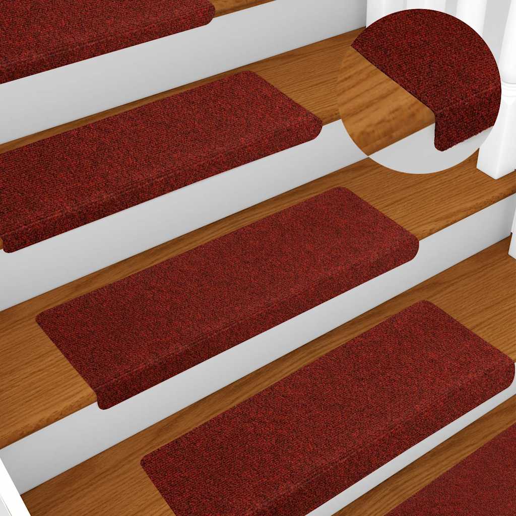 vidaXL Carpet Stair Tread | Set of 10 | Bordeaux red 5